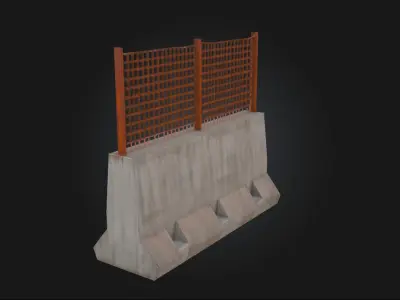 Concrete Barrier with Metal Fence  Urban Protection Reinvented 3D model