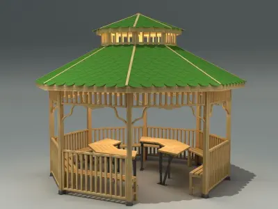 Outdoor Garden Gazebo Model Low-poly 3D model