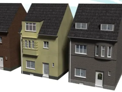 City houses Low-poly 3D model