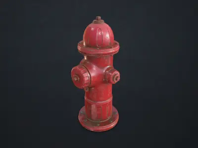 Fire Hydrant Low-poly 3D model 14