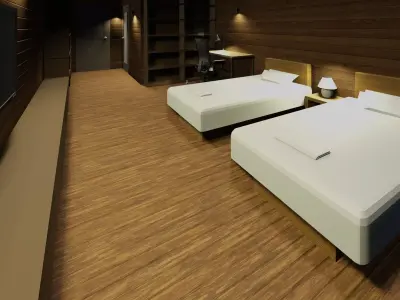 Simple bedroom plan - 2 3D model