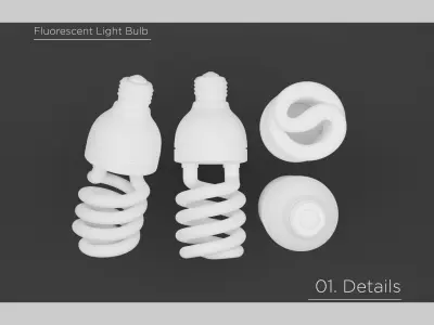 Fluorescent Light Bulb 3d model set 3D model
