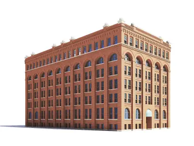 Brick Building 3D Model 3D model