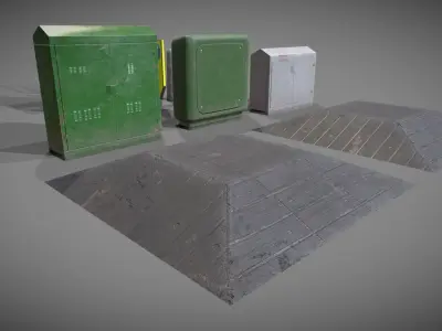 Street furniture Low poly PBR Low-poly 3D model