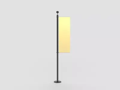 Flag 3D model stand on steel pole 3D model
