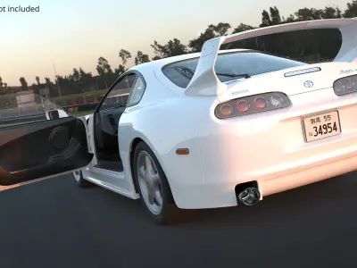  Toyota Supra 3000GT TRD Vented Hood Edition White Rigged for Cinema 4D 