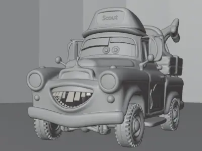 3D  Cartoon Scout Truck Character  3D model