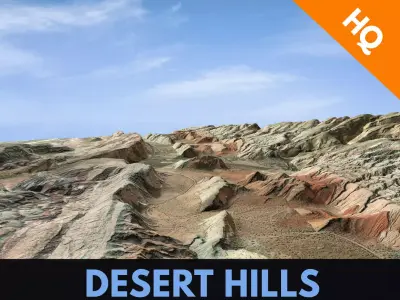 Desert HIlls Surface Terrain Landscape Environment PBR 15 Low-poly 3D model