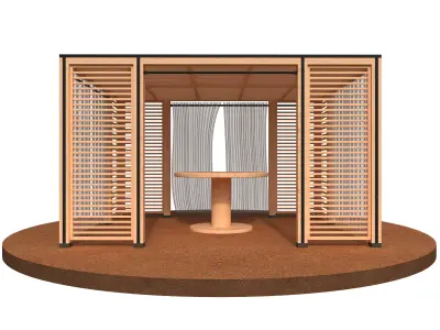 Modern wood pergola patio sunshade gazebo 3D model