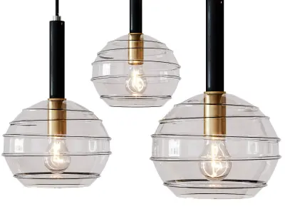 Suspension with a shade made of glass 3D model