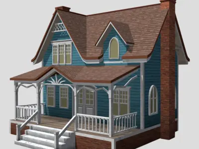 American Style Cottage - Town House Model Low-poly 3D model