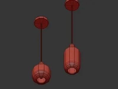 A M P three glass pendant lights hanging 3D model