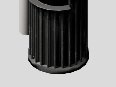 Grey circular cage trash with carrier bag and cigarette Low-poly 3D model