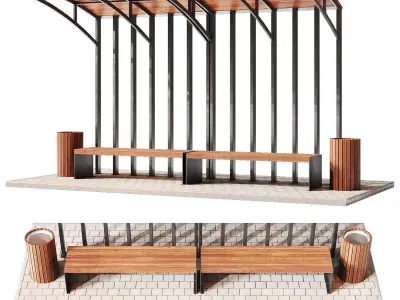 Benches pergola urn 3D model purchase