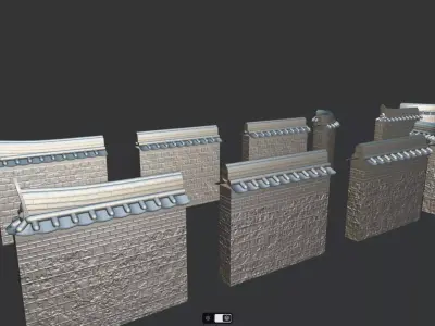 Korean Traditional Hanok Wall 02 - 2 more Texture sets Low-poly 3D model