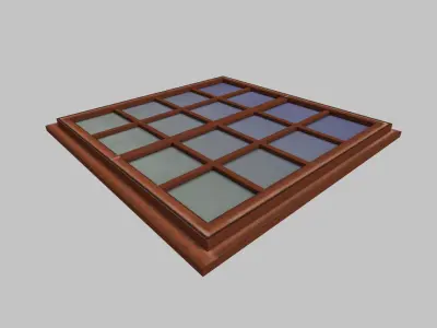 low poly window 1 wooden with squares Low-poly 3D model