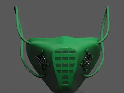 Gas mask respirator military combat Green plastic  Low-poly 3D model