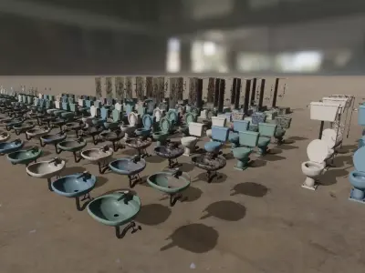Dirty bathroom collection Low-poly 3D model