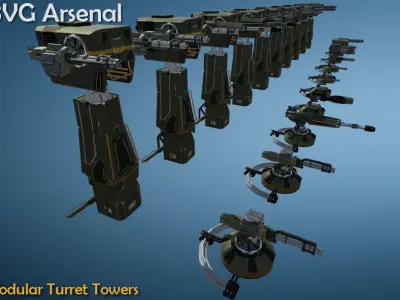 Modular Turret Tower - HQ Low-poly 3D model