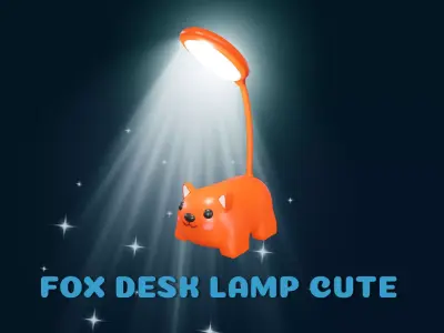 Fox Desk Lamp Cute Low-poly 3D model