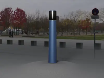 Low-Poly Blue Light Column 11 - Street Light Set-9 Low-poly 3D model