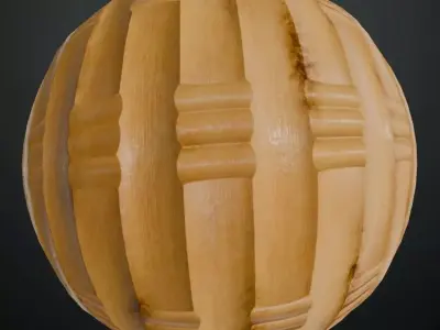 Hand-Carved Decorative Wood Column Panel PBR Texture