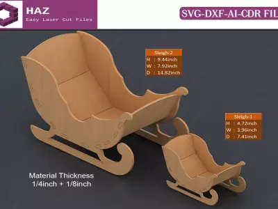 Laser Cut Santa Sleighs 126 3D print model