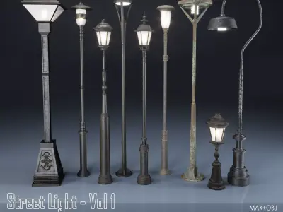 Street Light Set- Vol 01 Low-poly 3D model