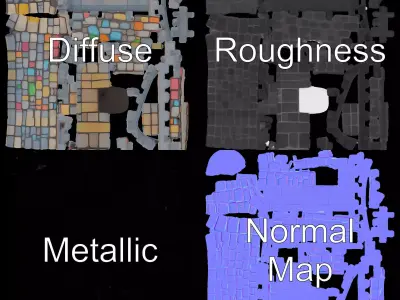 Colorful Castle Wall model pack Low-poly 3D model