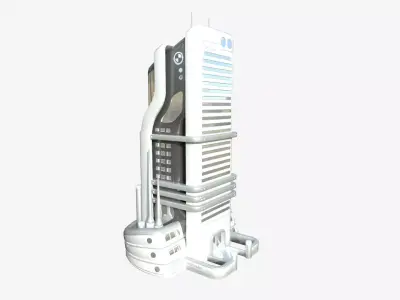 SciFi Building A02 White Gray - Sci Fi Exterior Design Low-poly 3D model