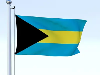Animated Bahamas Flag Low-poly 3D model