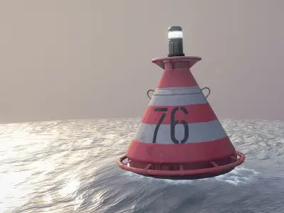 Buoy River RB-4-01 Turn Safe Water Mark Low-poly 3D model