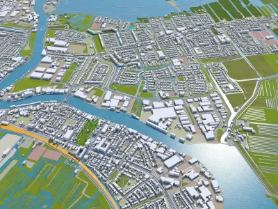 Zaanstad Netherlands 25km Low-poly 3D model