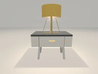 Modern side table with a lamp 1002 Free 3D print model