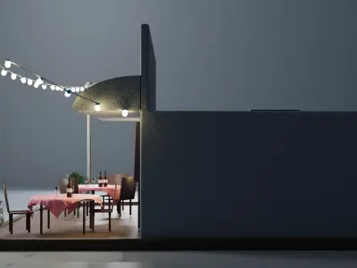 Cafe and terrace 3D model