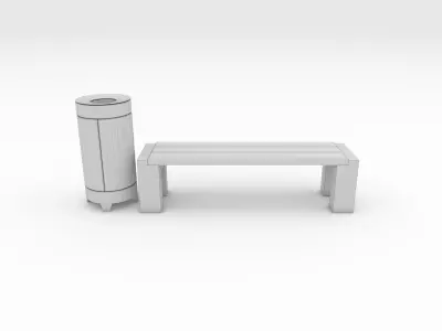 Bench Park 37 Low-poly 3D model