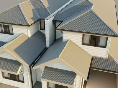 Double story house for backgrounds-no textures 3D model