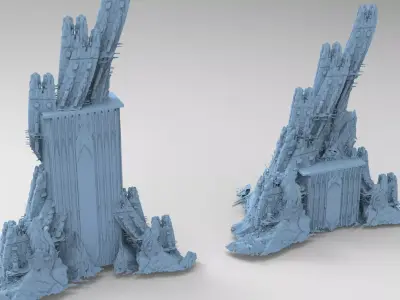 Ancient Stone Tower rock formation 2 Towers 3D model