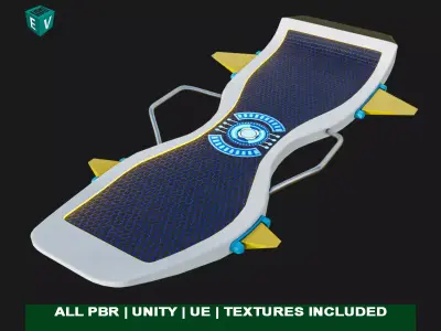  Sci Fi Hoverboard 7 All PBR Unity UE Textures Included Low-poly 3D model