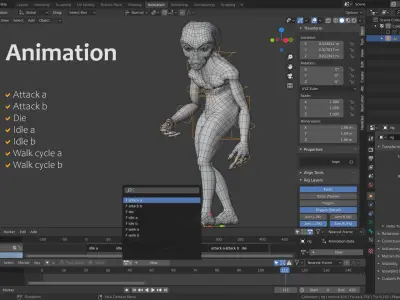 Alien 02 Low-poly 3D model