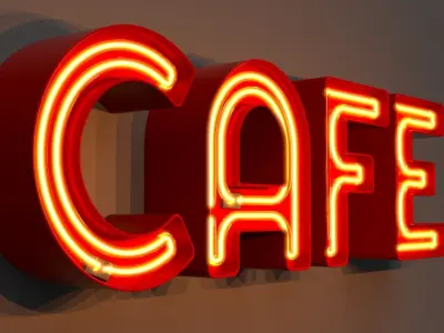 Cafe - Neon Sign 3D model
