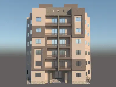residential 5 storyes building 4 apartment 3D model