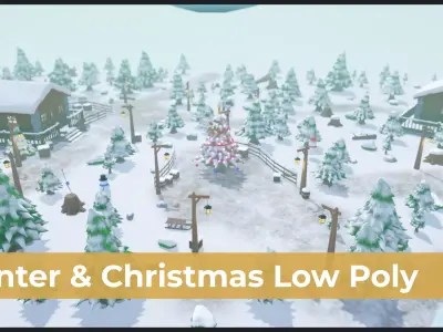 Winter  Christmas Low Poly Package Low-poly 3D model