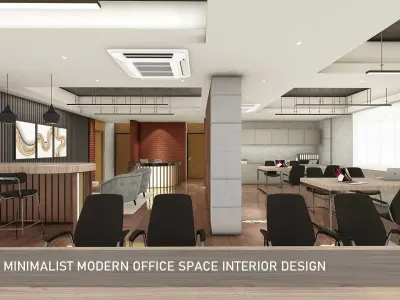 Minimalist modern office space Interior Design 3D model