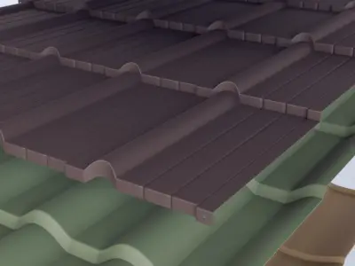 Tiling different colored tile roofs 3D model