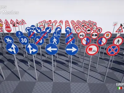 Italian Traffic Signs - more than 170 Signs Low-poly 3D model