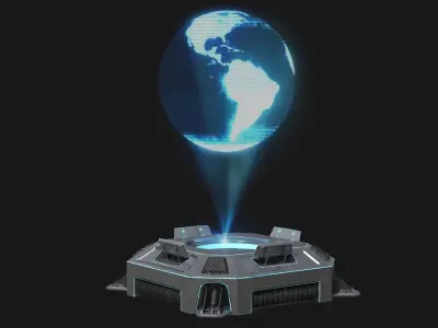 Animated Sci-fi Teleporter Platform Low-poly 3D model