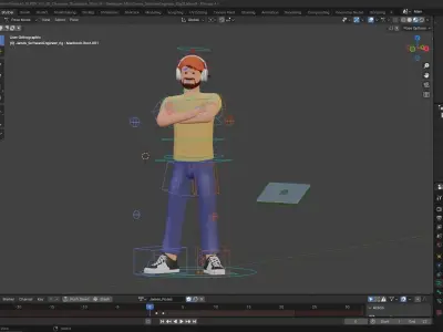Cartoon Software Developer Low-poly 3D model