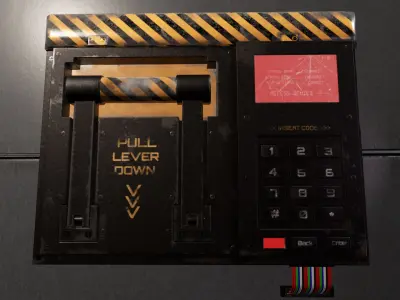 Access Security Panel  Interactive Door Mechanism Low-poly 3D model