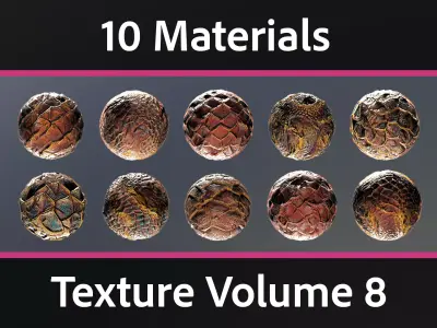 10 Materials Skin Dragon Seamless PBR Volume 8 Texture